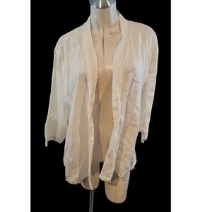 Coldwater Creek Size 2X Crema Open-Front Linen Blend Cardigan Cover Up